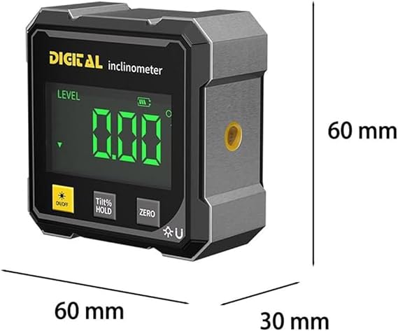 4-Side Magnetic Digital Angle Gauge with Dual Lasers - USB Rechargeable Level Protractor