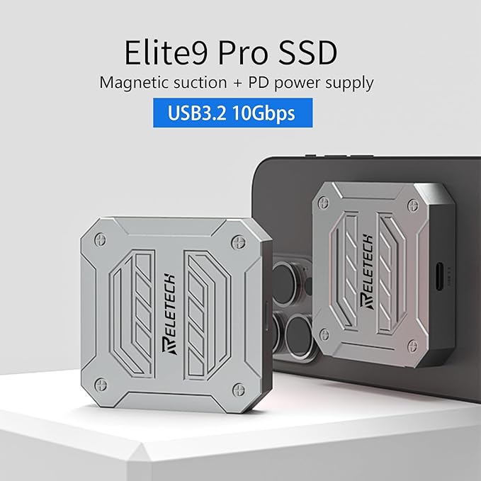 Pro Magnetic Portable SSD - 1000MB/s, USB 3.2 Gen 2x1, 4K Support, Magnetic External SSD for Smartphones, laptops and more