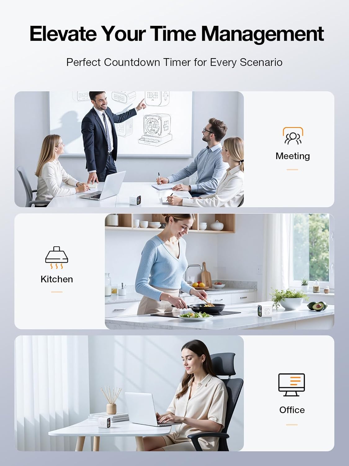 Pomodoro Timer Cube – Desk Productivity Timer with Custom Countdown & Alarms