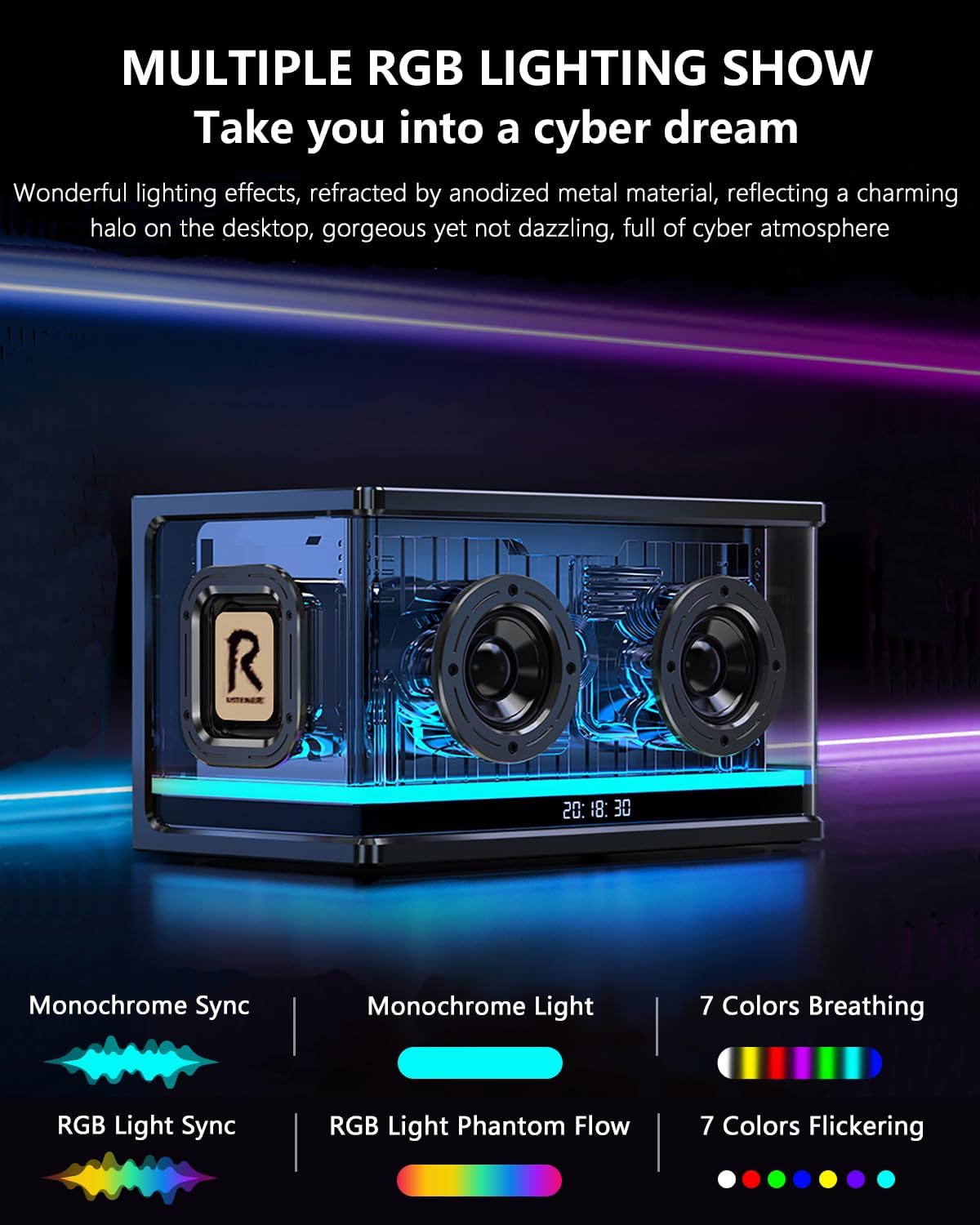 Ultra Heavy Bass Bluetooth Speaker - 40W RGB Light