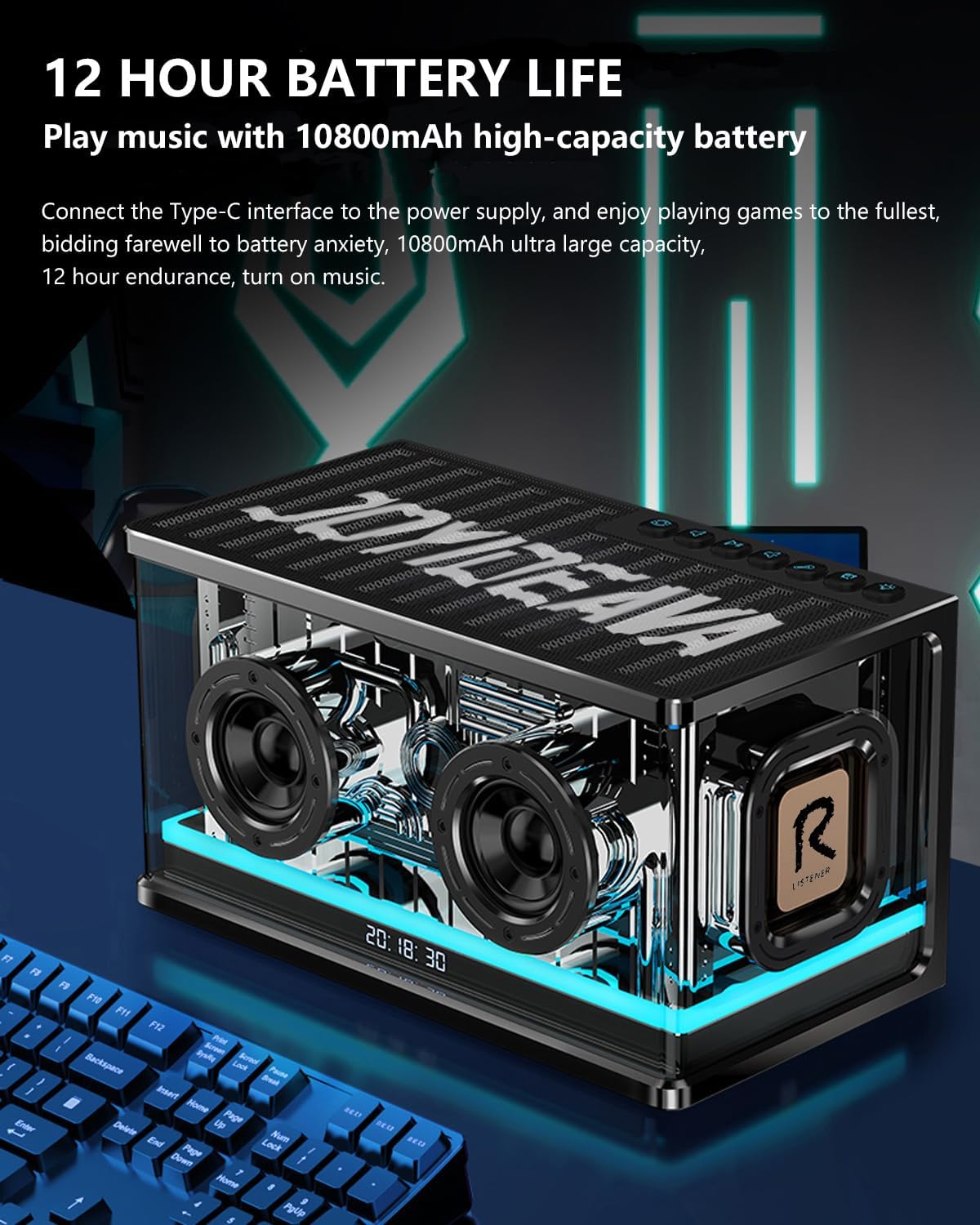 Ultra Heavy Bass Bluetooth Speaker - 40W RGB Light