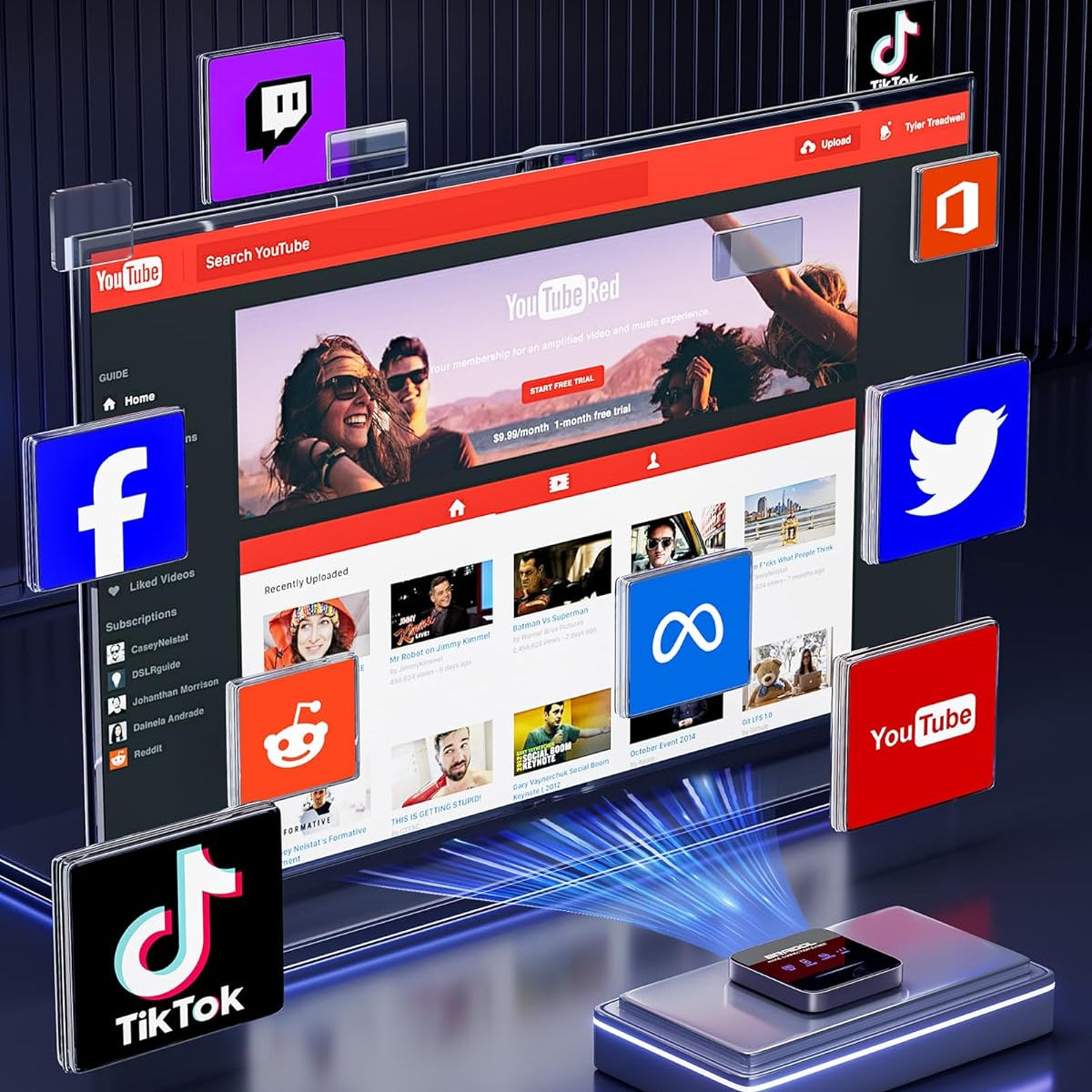 Smart device with multiple app icons on a screen, emphasizing compatibility with various applications.