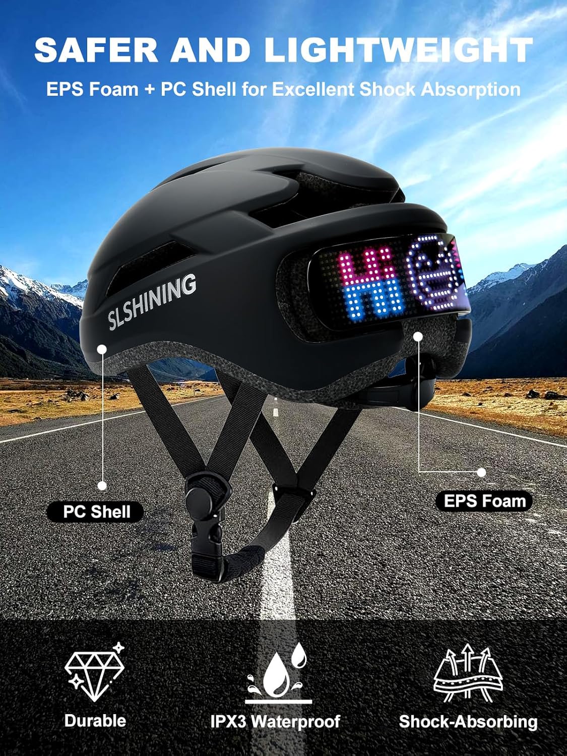 Smart Bike Helmet with LED Light & Turn Signals - Adjustable Safety Helmet for Adults & Teens