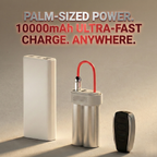 SHARGE Mini Power Bank 10,000mAh - 30W Portable Charger with Built-in Cable