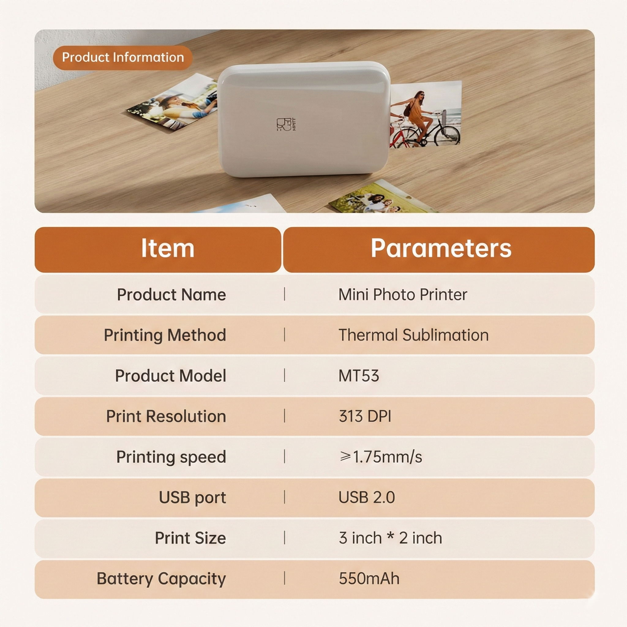 Mini Photo Printer - Portable Bluetooth Sticker Printer for iPhone & Android