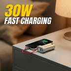 SHARGE Mini Power Bank 10,000mAh - 30W Portable Charger with Built-in Cable