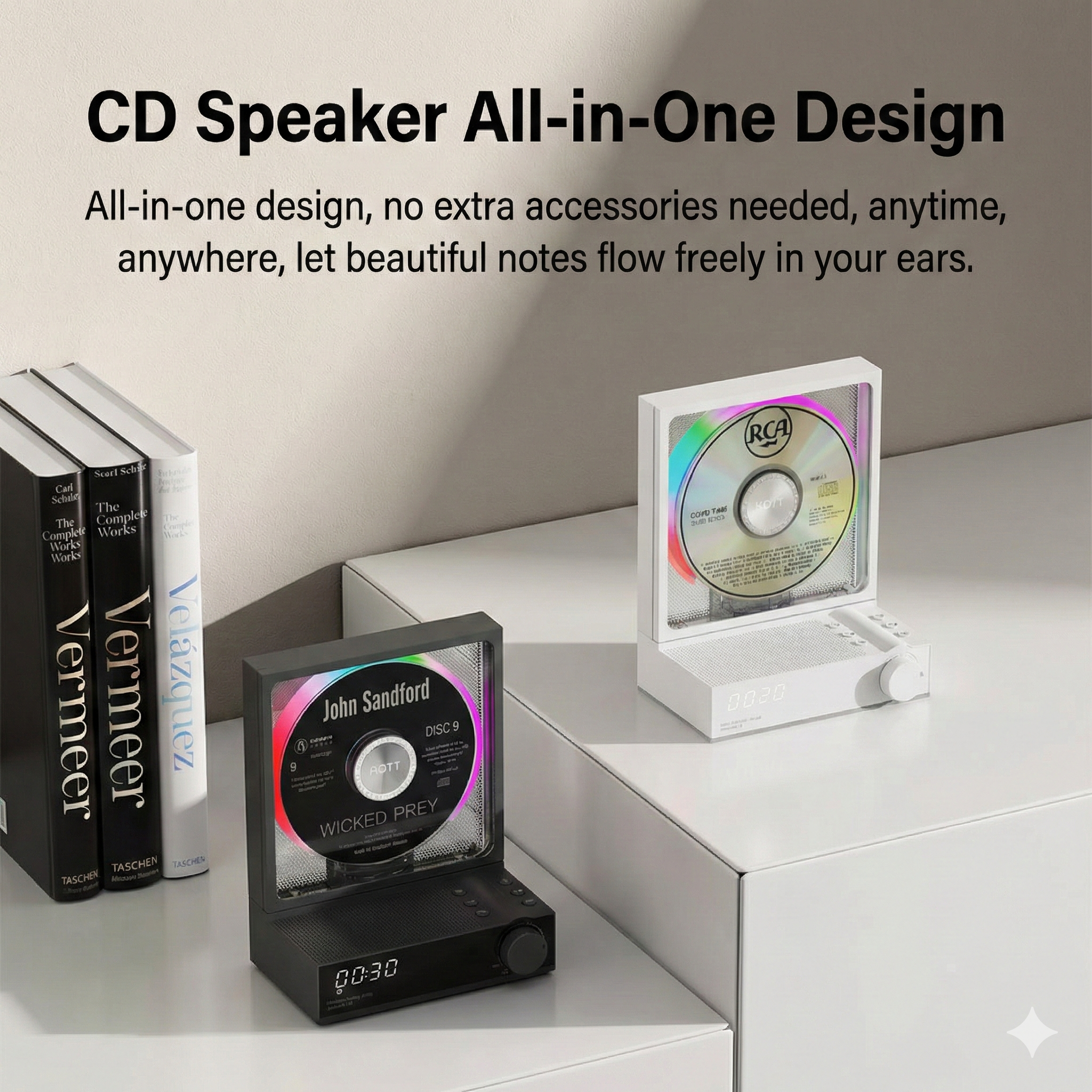 HOTT CD Player with Bluetooth 5.3 & RGB Lights