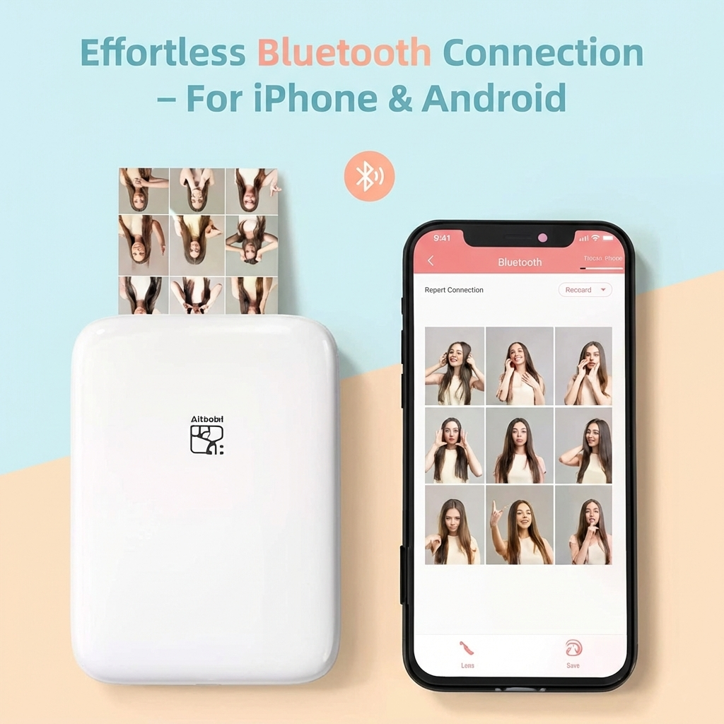 Mini Photo Printer - Portable Bluetooth Sticker Printer for iPhone & Android