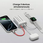 SHARGE Mini Power Bank 10,000mAh - 30W Portable Charger with Built-in Cable