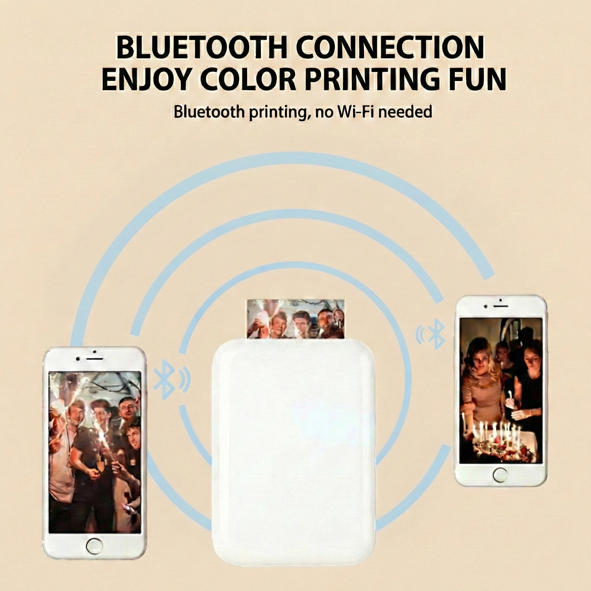 Mini Photo Printer - Portable Bluetooth Sticker Printer for iPhone & Android
