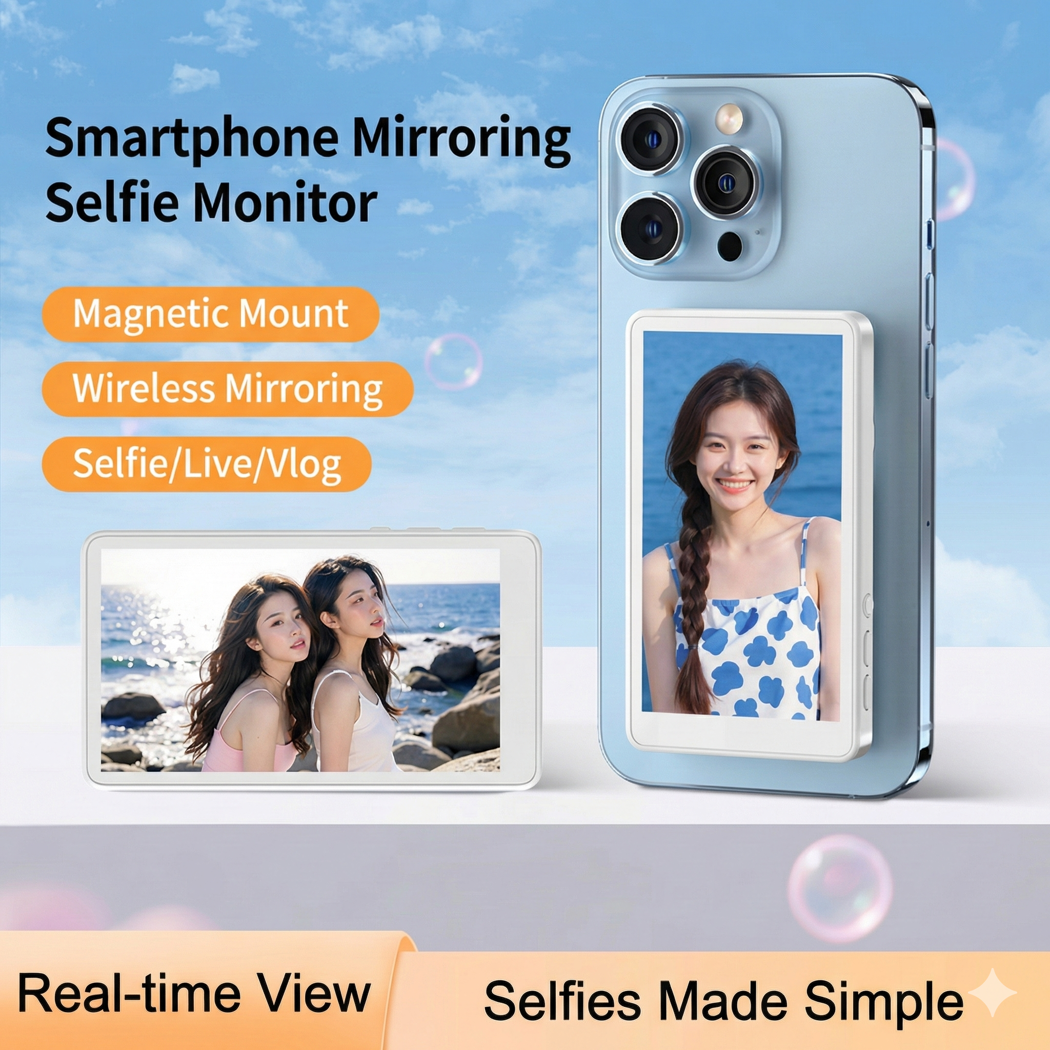 Magnetic Selfie Monitor - Vlog Companion for iPhone & Android